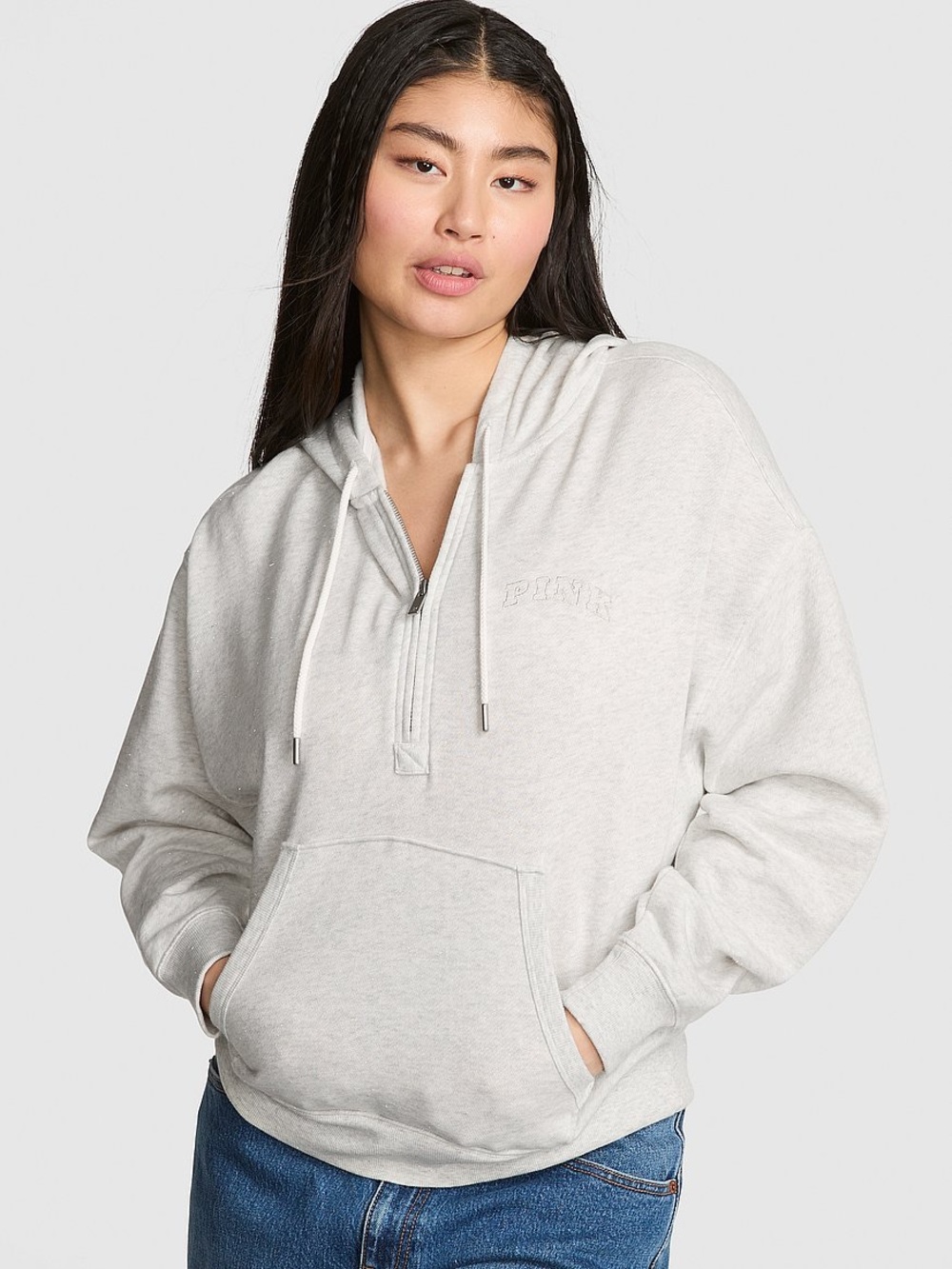 PINK by Victoria's Secret NWOT Campus Fleece Half-Zip Hoodie SZ XS
